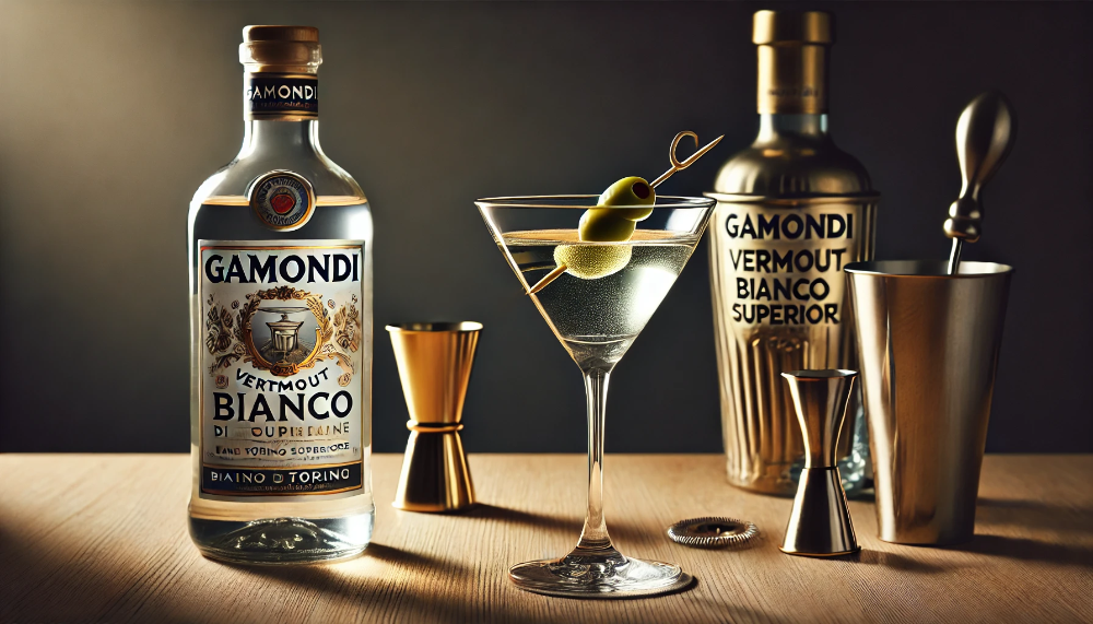 Коктейль Martini Bianco з Gamondi Vermouth Bianco di Torino Superiore та барними аксесуарами