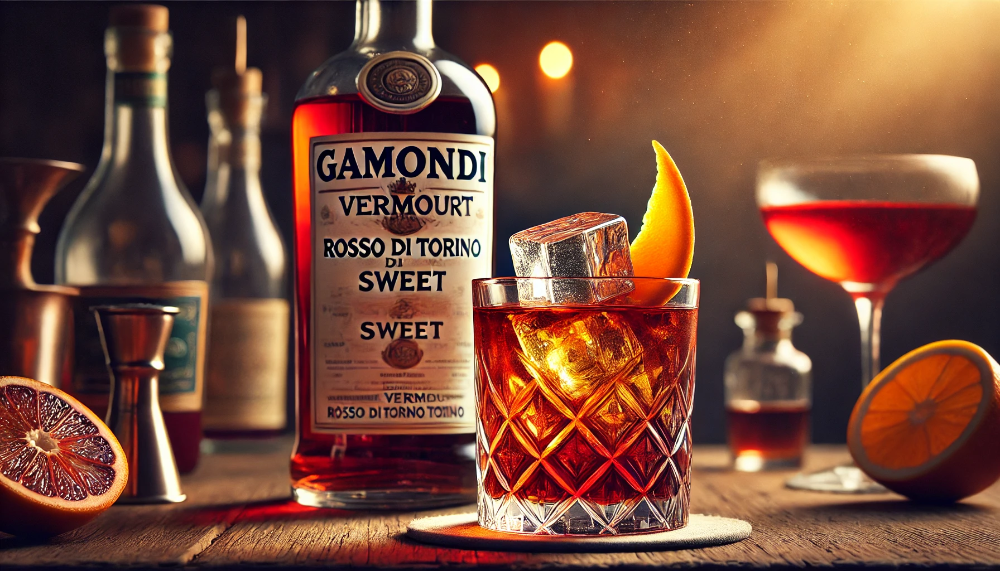 Класичний коктейль Negroni з Gamondi Vermouth Rosso di Torino Sweet та апельсиновою цедрою