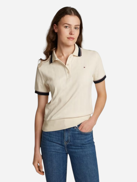 Koszulka polo damska elegancka Tommy Hilfiger WW0WW43925-AEF S Mleczna
