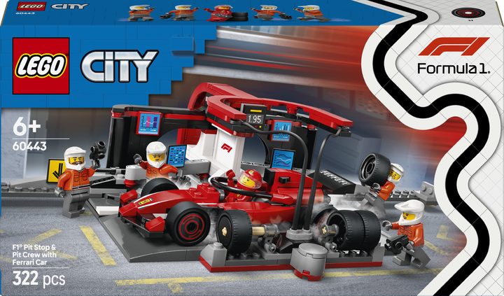 LEGO City F1 Pit stop i mechanicy z bolidem Ferrari