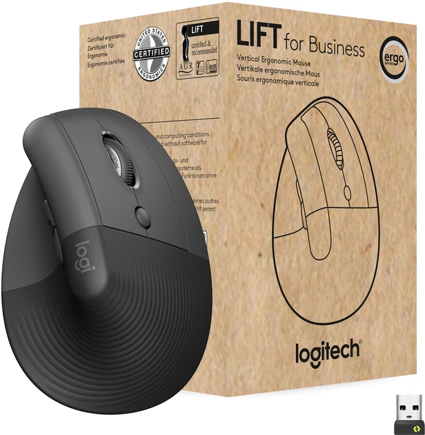 Mysz Logitech Lift for Vertical Business Wireless/Bluetooth Graphite