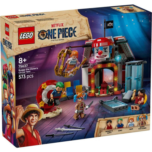 Zestaw klocków LEGO One Piece Namiot cyrkowy klauna Buggy’ego 573 elementy