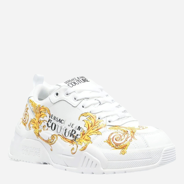 Sneakersy damskie skórzane na grubej podeszwie do kostki VERSACE JEANS COUTURE